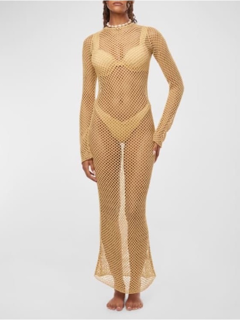 WeWoreWhat Long-Sleeve Knit Swim Cover-Up in Yellow